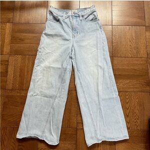 Madewell light blue wash wide leg crop denim jeans (size 26)